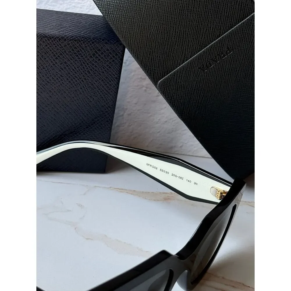NEW Prada PR D02S Cat Eye Sunglasses in Black White $390